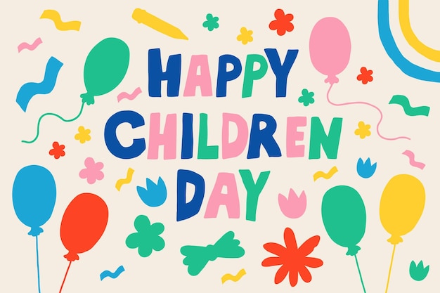 Happy Children's Day et ensemble de conception d'objets linéaires