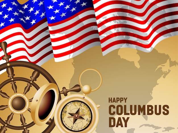 Happy Columbus Day Poster Illustration