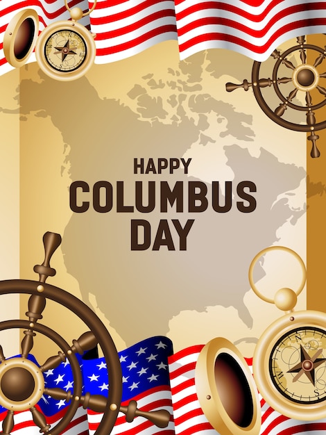 Vecteur happy columbus day poster illustration