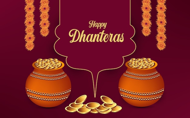 Happy Dhanteras Conception De Fond Culturel Du Festival Hindou Indien