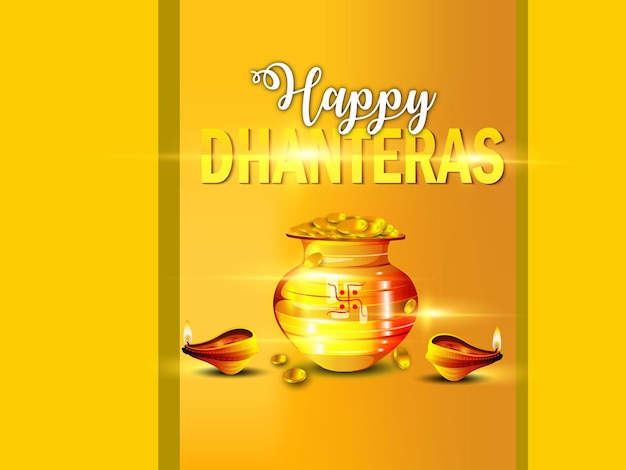 Happy Dhanteras Pendant La Saison De Diwali Pour La Prospérité. Illustration Vectorielle