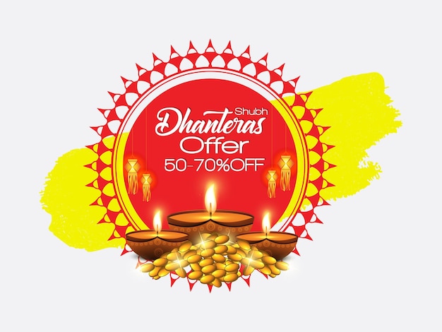 Vecteur happy dhanteras pendant la saison de diwali pour la prospérité. illustration vectorielle