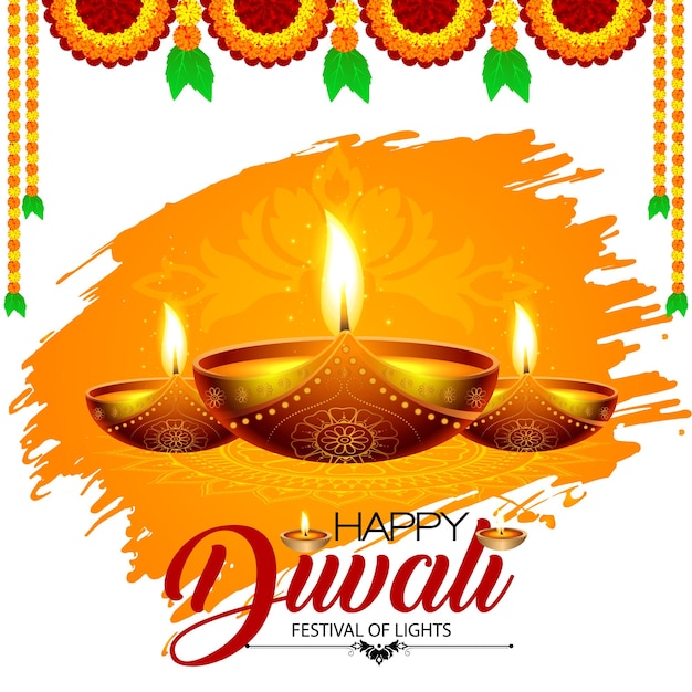 Happy Diwali Est La Joyeuse Célébration De La Fête Hindoue Des Lumières Marquée Par Des Lampes Vibrantes