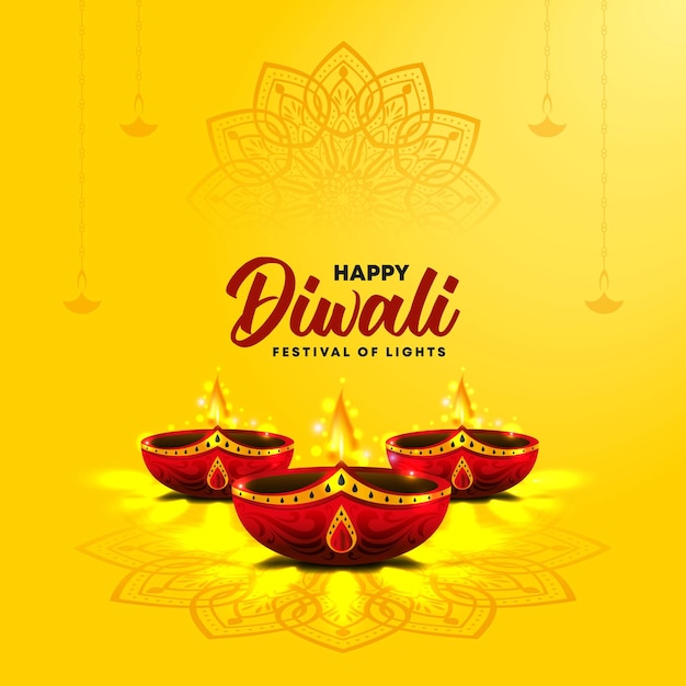 Vecteur happy diwali festival banner l élégant modèle de publication sur les médias sociaux happy diwali