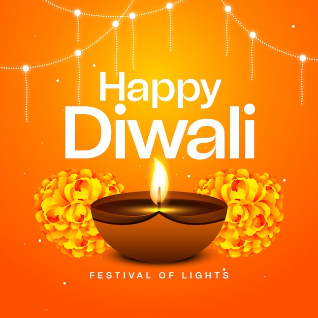 Happy Diwali India Holiday Celebration Social Media Post Banner Template Design