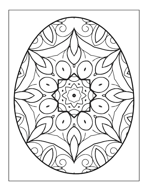 Vecteur happy ester day egg mandala fleur livre de coloriage adulte