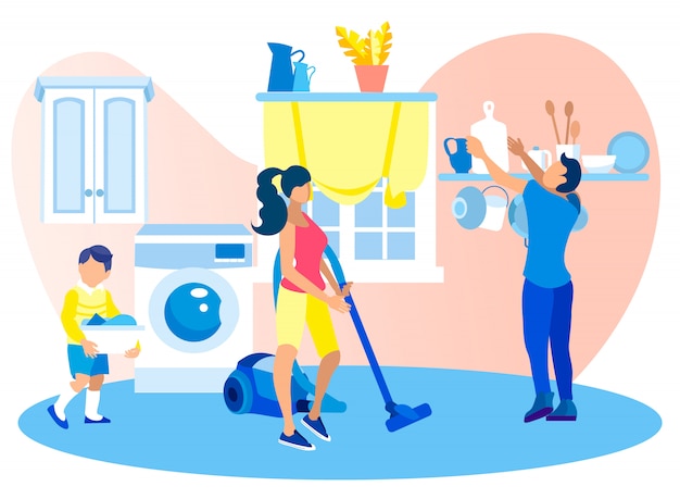 Happy Family Clean Home Le Week-end Habituellement Routine