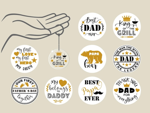Happy Fathers Day Lettrage Compositions Calligraphiques Modèles De Porte-clés Papa Bear Meilleur Papa De Tous Les Temps