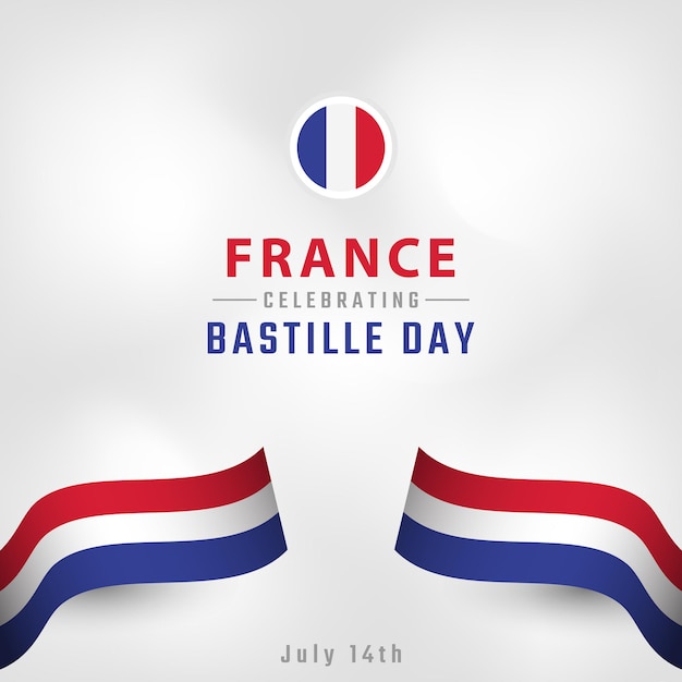 Vecteur happy france bastille day ou independence day celebration vector design illustration templates