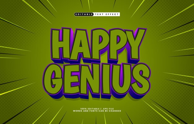 happy genius effet de texte modifiable avec un style de texte intelligent et drôle
