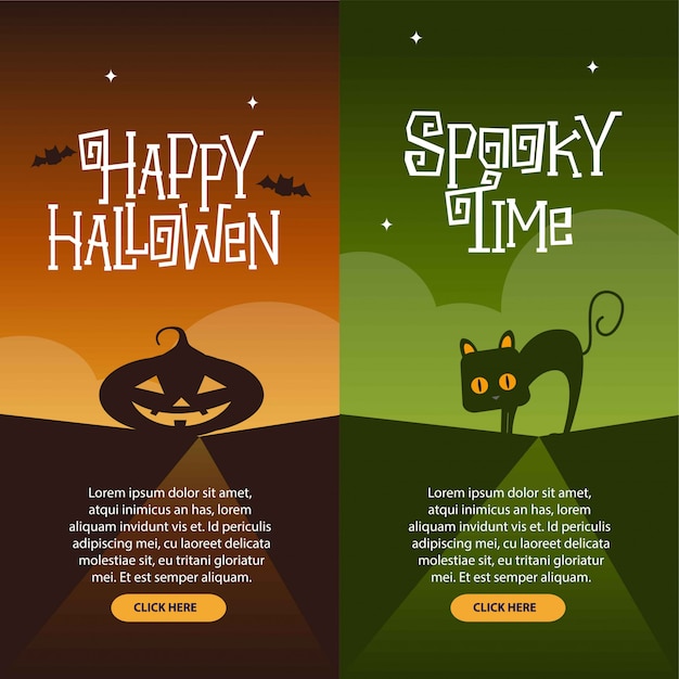 Happy Halloween Bannières Set Illustration Vectorielle Design