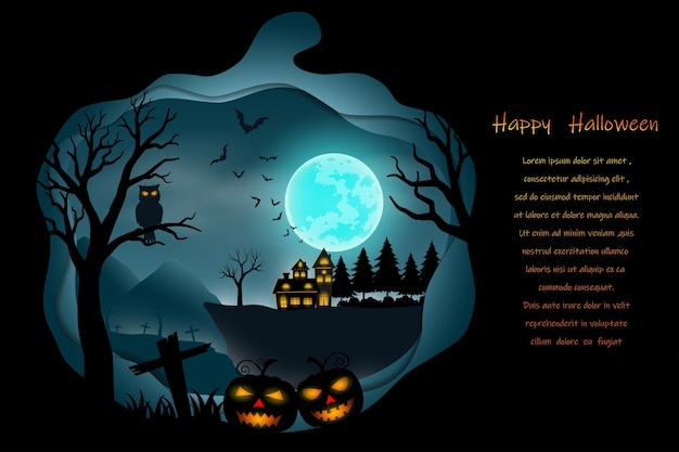 Happy Halloween sur fond bleu foncé