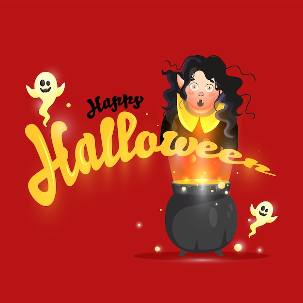 Happy Halloween Font avec des fantômes de dessin animé