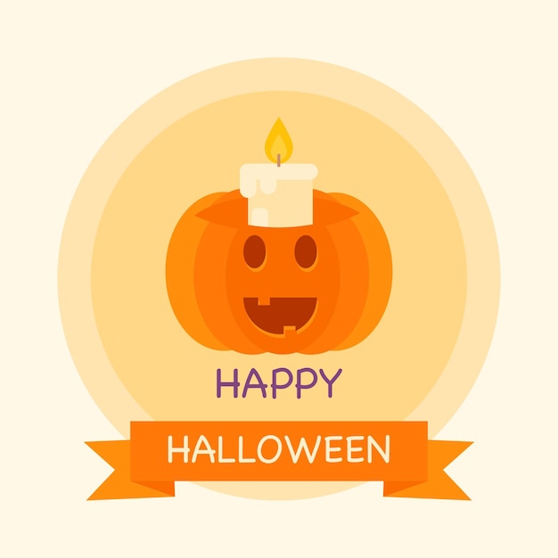 Happy Halloween Illustration De Citrouille Avec Une Bougie