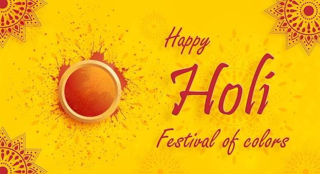 Vecteur happy holi festival gulal coloré avec de la couleur de poudre pour le festival indien traditionnel des couleurs avec un design agréable et créatif sur fond de couleur