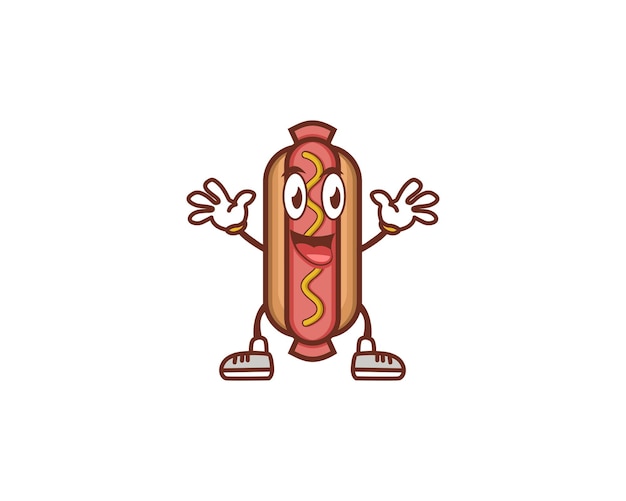 Vecteur happy hotdog sausage mascot cartoon pour les enfants peut être utilisé pour les autocollants