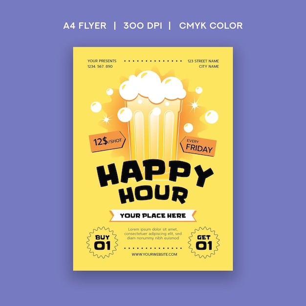 Vecteur happy hour flyer