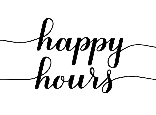 Happy Hours calligraphie lettrage à la main isolé sur blanc bannière de promotion d'offre spéciale facile à modifier le modèle vectoriel pour l'affiche publicitaire, le dépliant, etc.