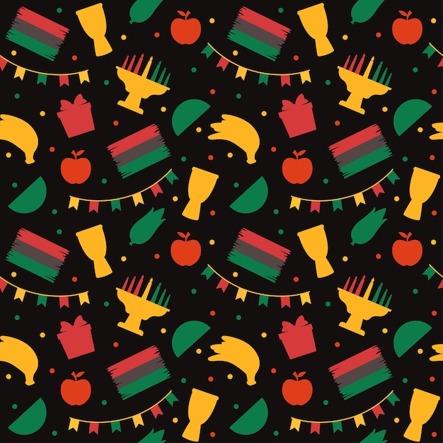 Happy Kwanzaa Holiday African Seamless Pattern avec élément de festival sur l'illustration dessinée à la main