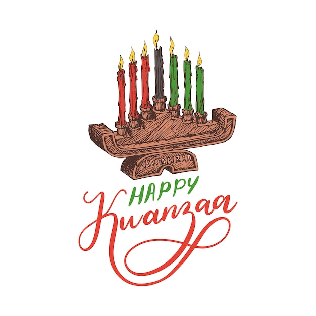 Happy Kwanzaa Main Lettrage Bougeoir Kinara