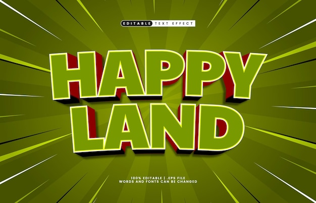 happy land effet de texte modifiable avec un style de texte pour enfants et jeux