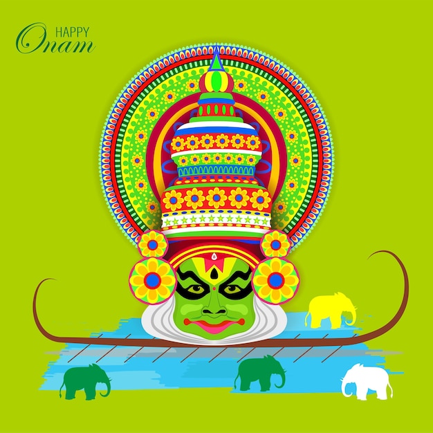 Happy Onam Vallam Kali Une Illustration De Course De Bateaux Au Design Minimal Kathakali Abstract