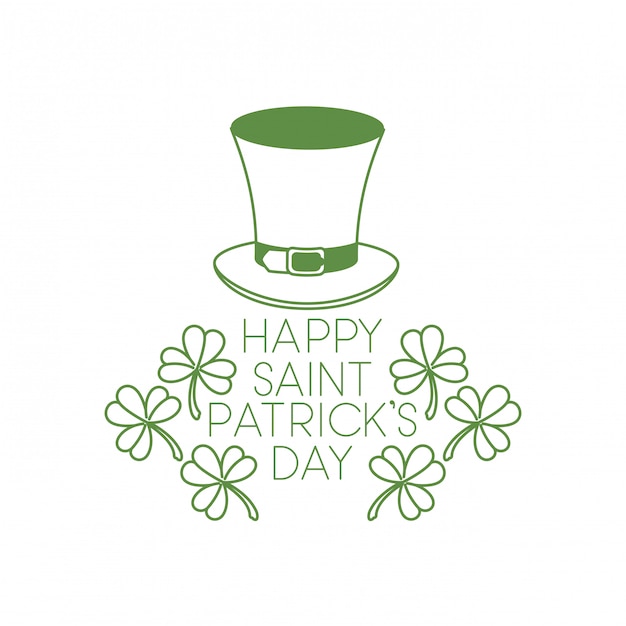 Happy Saint Patrick`s Label Avec Trèfle Et Chapeau Elf