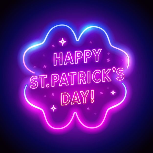 Happy St Patrick's Day Neon Quatrefoil