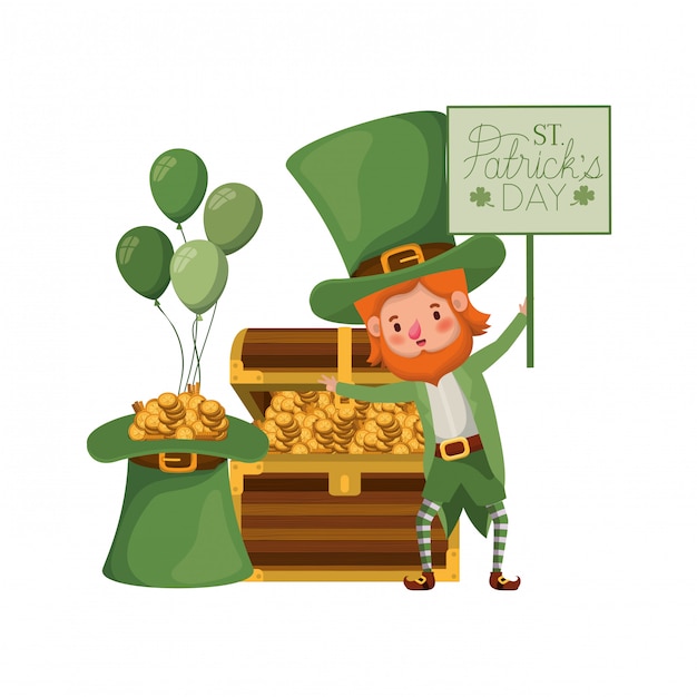 Happy St Patricks Day Label Avec Le Personnage De Lutin