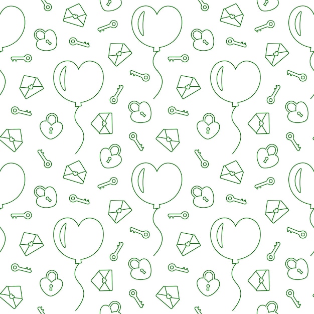 Happy Valentine's Day Seamless Pattern Design Avec Décoration Dans Le Modèle Illustration Dessinée à La Main