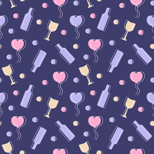 Happy Valentine's Day Seamless Pattern Design Avec Décoration Dans Le Modèle Illustration Dessinée à La Main