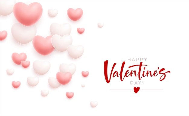Happy Valentines Day Fond Festif De Voler Des Coeurs Blancs Et Roses.