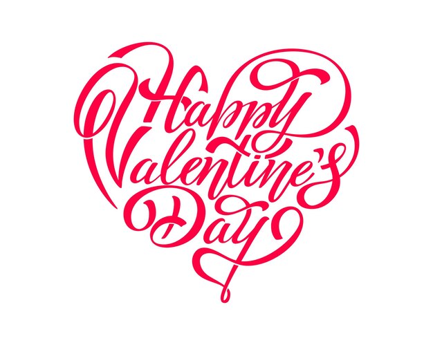 Happy Valentines Day Main Lettrage Vecteur Type Illustration Illustration Vectorielle Citation Romantique Carte Texte Pour Carte Ou Invitation