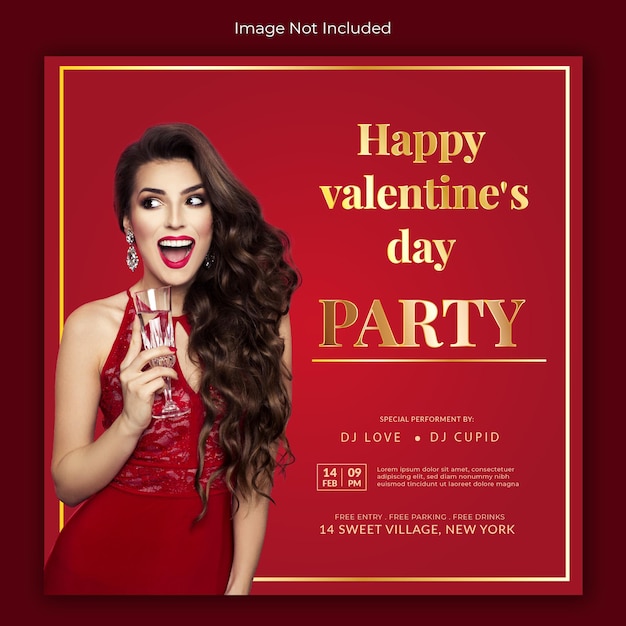 Vecteur happy valentines day party post vecteur premium