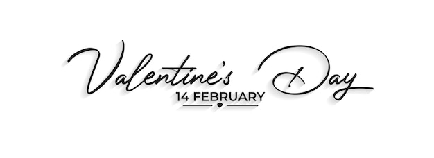 Happy Valentines Day texte scripté à la main. Bannière de carte de voeux design plat saint valentin