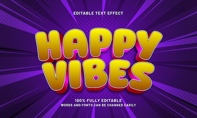 Happy vibes effet de texte modifiable avec un thème de jeu et de jeu