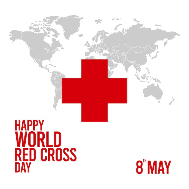 Happy World Red Cross Day Vector Avec Fond De Carte Du Monde