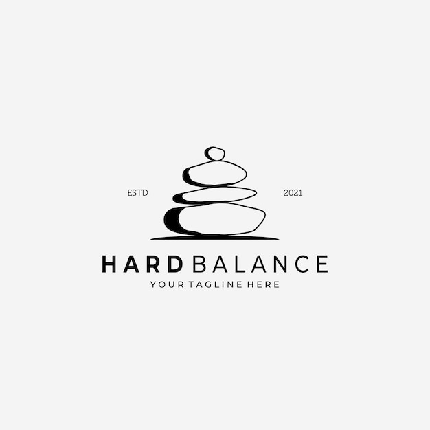 Hard Balance Stone Logo Vector Design Illustration Vintage, Line Art Stone, Simple Logo Spa, Logo De Soins De Santé