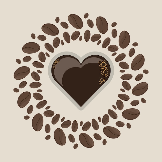 haricots concept amour café boissons vector illustration