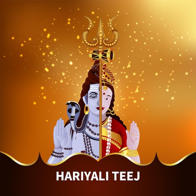 Hariyali Teej Avec Illustration Vectorielle De Shivji Et Parwati