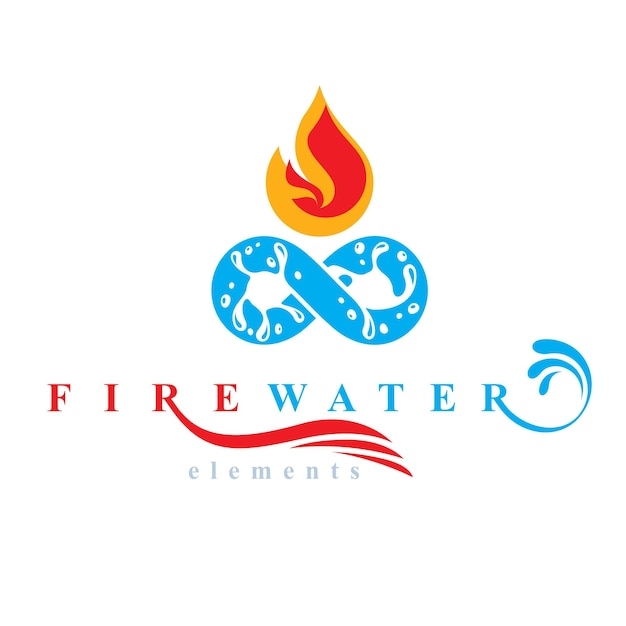 Harmonie Continue Entre Les éléments De La Nature De L'eau Et Du Feu, Symbole Vectoriel Illimité à Utiliser Comme Logo D'entreprise.