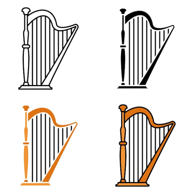 Harpe dans un style plat isolé