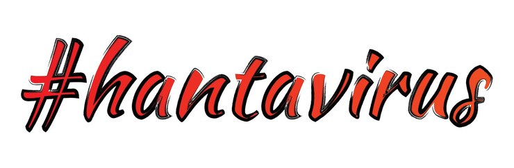 Vecteur hashtag de filigrane de hantavirus texte avec style de conception grunge impression d'encre de couleur orange et noire vectorielle sur fond blanc