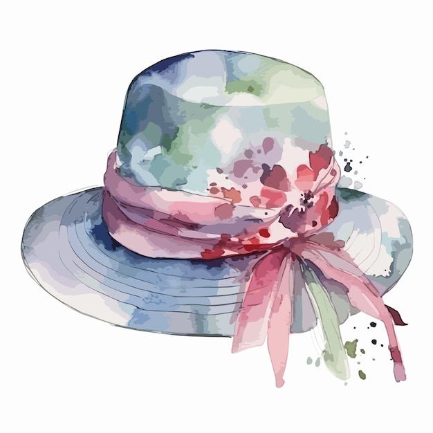 Vecteur hat watercolor clipart cute isolated on white background
