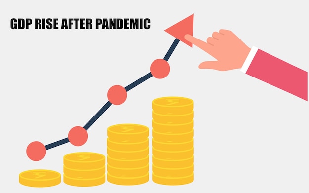 Hausse Du Pib Après La Pandémie Concept De Croissance Du Pib Augmentation Du Budget Illustration Vectorielle