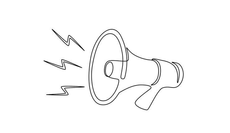 Haut-parleur de klaxon public dans un dessin au trait continu Symbole de haut-parleur de promotion marketing dans un style linéaire simple Concept d'entreprise pour l'attention et l'offre d'emploi Illustration vectorielle Doodle