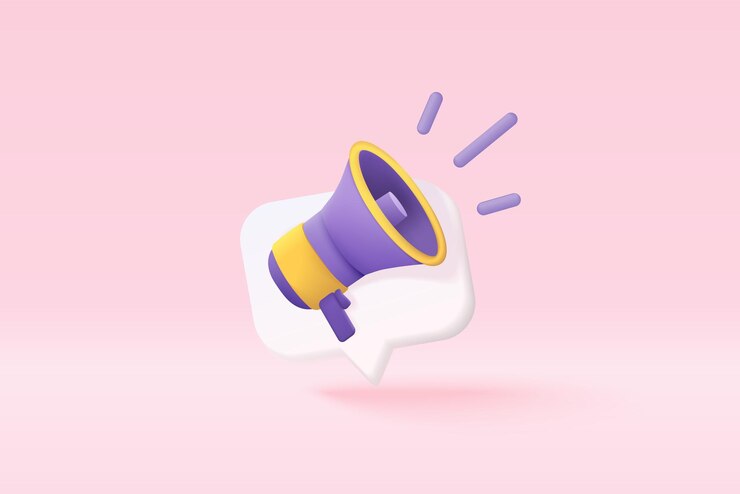 Haut-parleur mégaphone 3d ou mégaphone haut-parleur pour annoncer la promotion porte-voix mégaphone avec haut-parleur maquette de microphone rendu 3d vectoriel pour alerte et annonce sur fond isolé