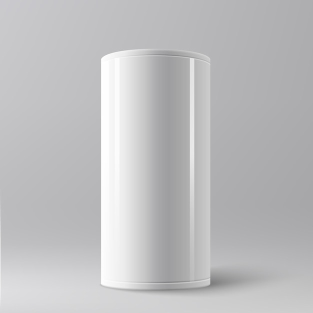 Haut piédestal d'affichage cylindrique blanc sur fond gris