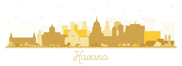Vecteur la havane cuba city skyline silhouette avec des bâtiments dorés isolés sur blanc
