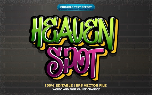 Heaven Spot Graffiti Art Style Logo Effet De Texte Modifiable 3d